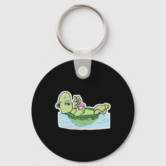 cute turtle drinking milkshake keychain