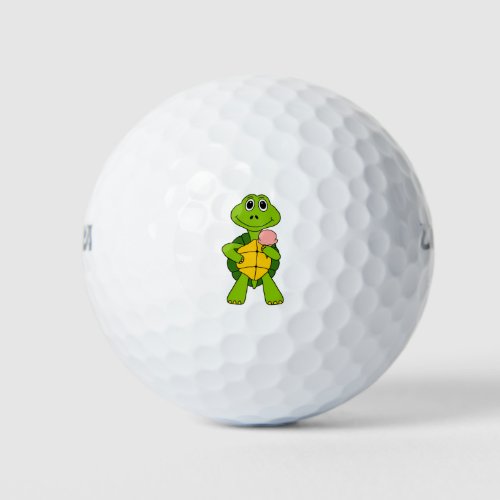 Cute Turtle Eating Ice Cream Cartoon Golf Balls