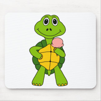 Cute Turtle Eating Ice Cream Cartoon Mouse Pad