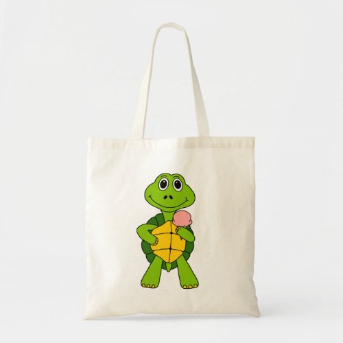 Cute Turtle Eating Ice Cream Cartoon Tote Bag