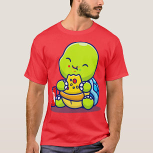 Cute Turtle Eating Pizza With Soda T-Shirt