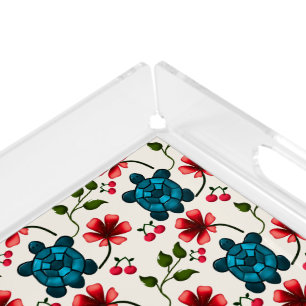 Cute Turtle Floral pattern   Acrylic Tray