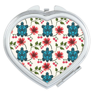 Cute Turtle Floral pattern   Compact Mirror