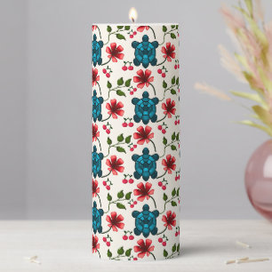 Cute Turtle Floral pattern Pillar Candle