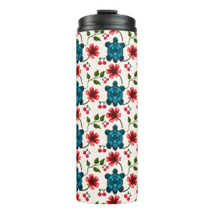 Cute Turtle Floral pattern Thermal Tumbler