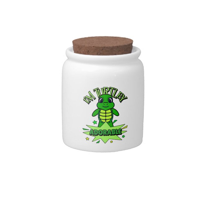 Cute Turtle Funny Quote Turtley Adorable Candy Jar (Front)