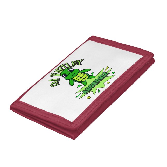 Cute Turtle Funny Quote Turtley Adorable Trifold Wallet (Bottom)