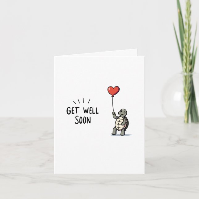 Cute Turtle Get Well Card (Front)
