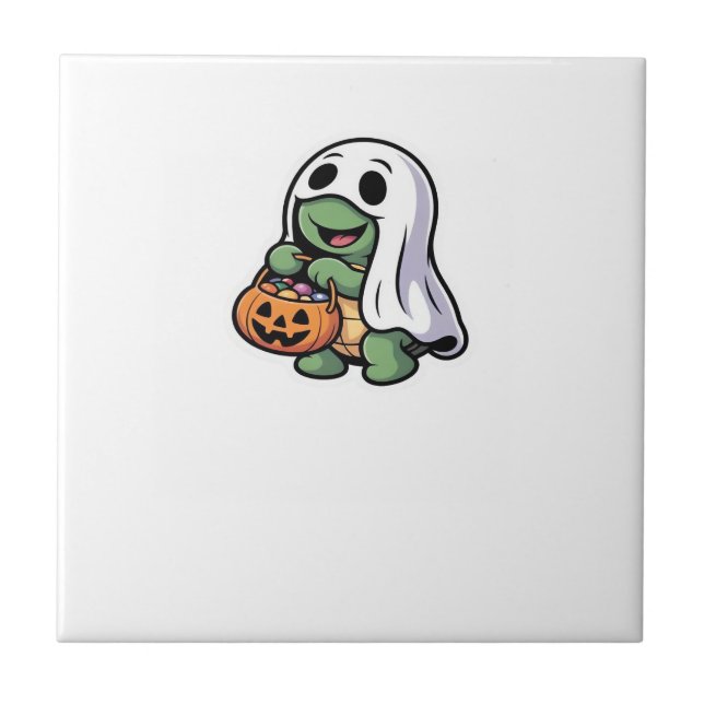 Cute Turtle Ghost Costume � Adorable Halloween Tri Ceramic Tile (Front)
