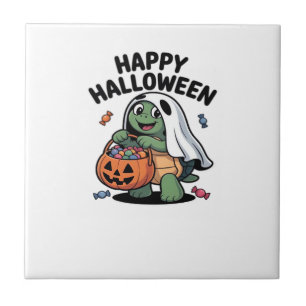 Cute Turtle Ghost Costume � Adorable Halloween Tri Ceramic Tile