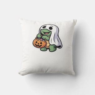 Cute Turtle Ghost Costume � Adorable Halloween Tri Throw Pillow