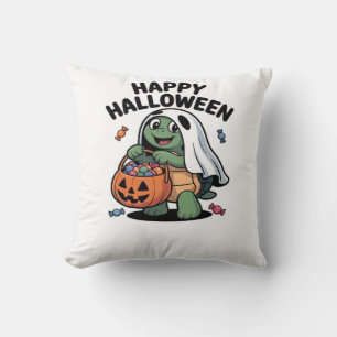 Cute Turtle Ghost Costume � Adorable Halloween Tri Throw Pillow