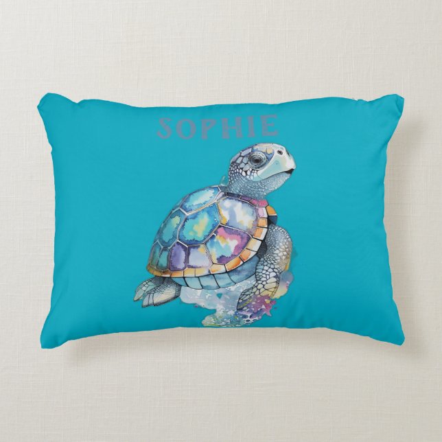 Cute Turtle Green Baby Nursery Accent Pillow (Front)