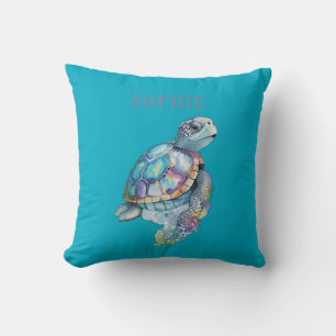 Cute Turtle Green Baby Nursery Throw Pillow