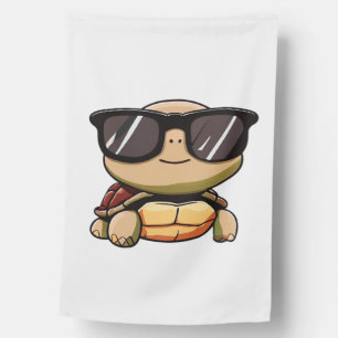Cute Turtle Halloween 2023 sunglasses Costume Over House Flag