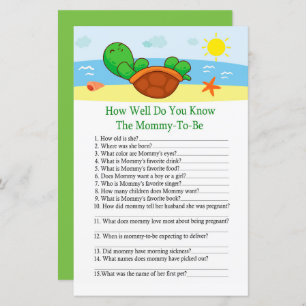 Cute Turtle How well do you know baby shower game