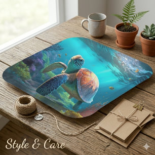 Cute Turtle Image Square Party Paper Plates