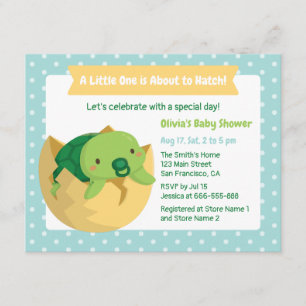 Cute Turtle In Egg Baby Shower Invitations