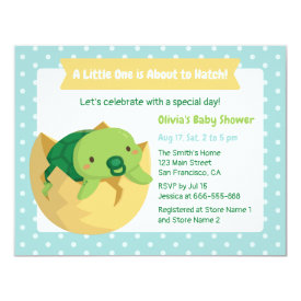 Cute Turtle In Egg Baby Shower Invitations