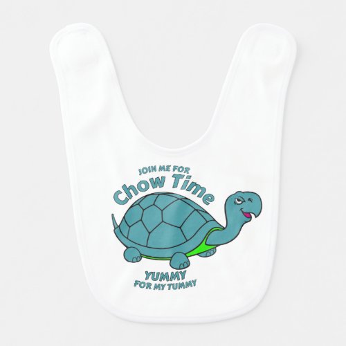 Cute Turtle Join Me For Chow Baby Bib