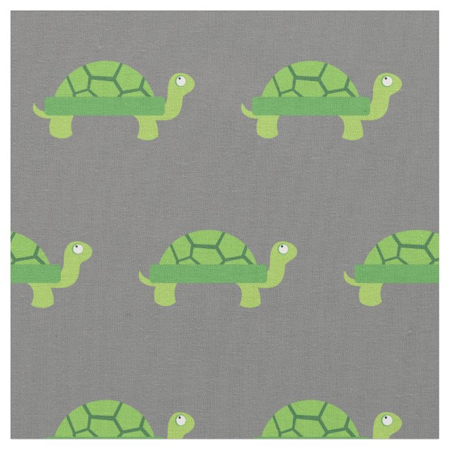 Cute Turtle Kid Baby Nursery Grey Tortoise Fabric (Close Up)
