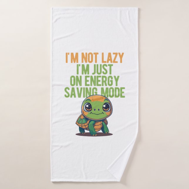 Cute Turtle, Lazy Turtle, On Energy Saving Mode Bath Towel (Bath Towel)