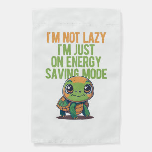 Cute Turtle, Lazy Turtle, On Energy Saving Mode Garden Flag