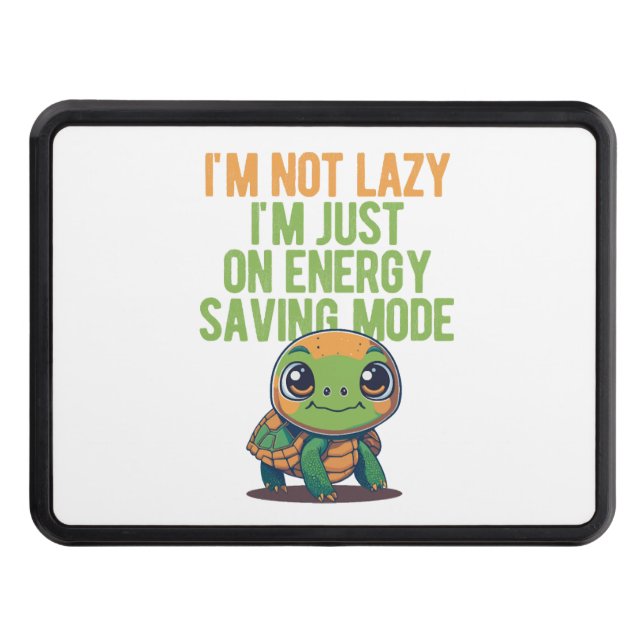 Cute Turtle, Lazy Turtle, On Energy Saving Mode Hitch Cover (Front)