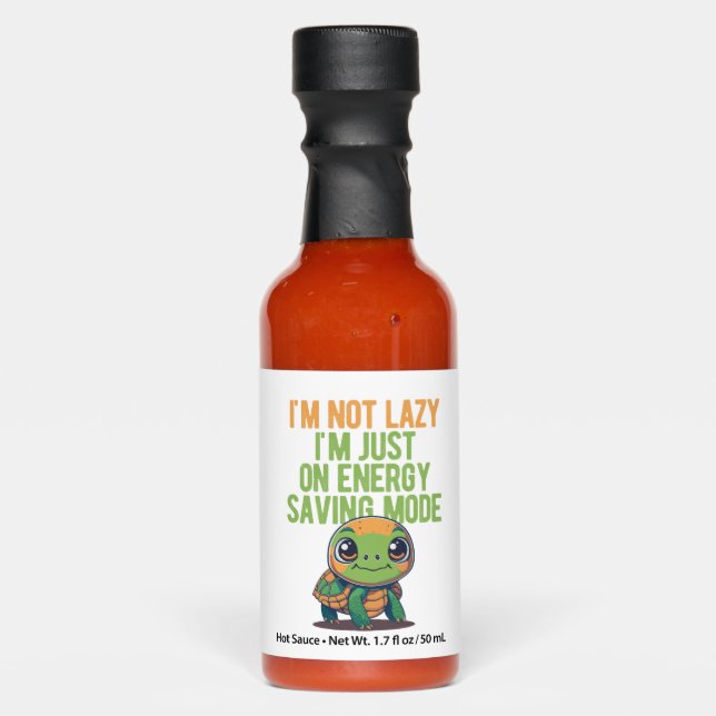 Cute Turtle, Lazy Turtle, On Energy Saving Mode Hot Sauces (Front)