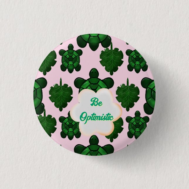 Cute Turtle Leaves Seamless Pattern, Tropical  Button (Front)