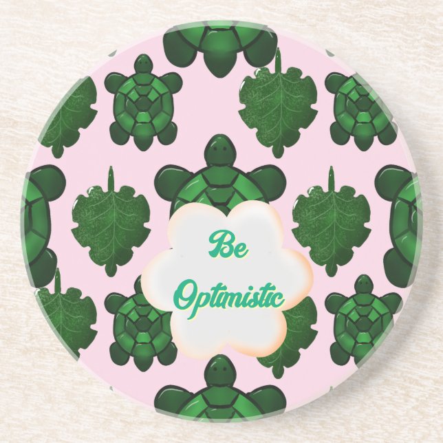 Cute Turtle Leaves Seamless Pattern, Tropical  Coaster (Front)