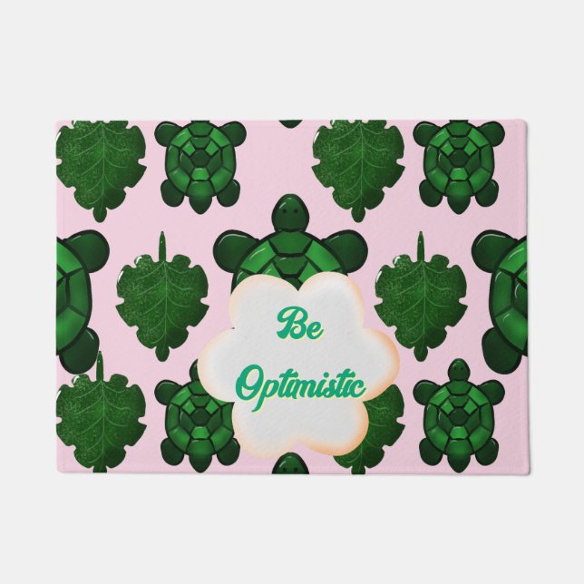 Cute Turtle Leaves Seamless Pattern, Tropical  Doormat (Front)