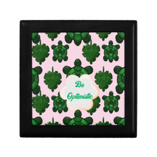 Cute Turtle Leaves Seamless Pattern, Tropical  Gift Box