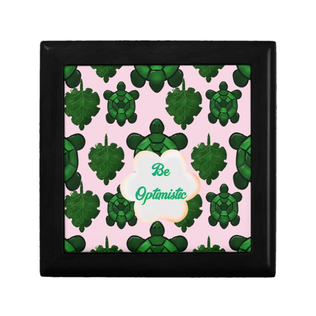 Cute Turtle Leaves Seamless Pattern, Tropical  Gift Box (Front)