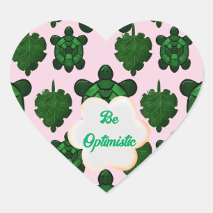 Cute Turtle Leaves Seamless Pattern, Tropical  Heart Sticker