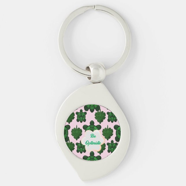 Cute Turtle Leaves Seamless Pattern, Tropical  Keychain (Front)