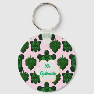 Cute Turtle Leaves Seamless Pattern, Tropical Keychain