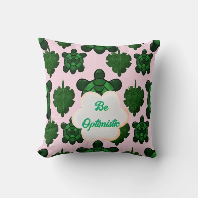 Cute Turtle Leaves Seamless Pattern, Tropical  Throw Pillow (Front)