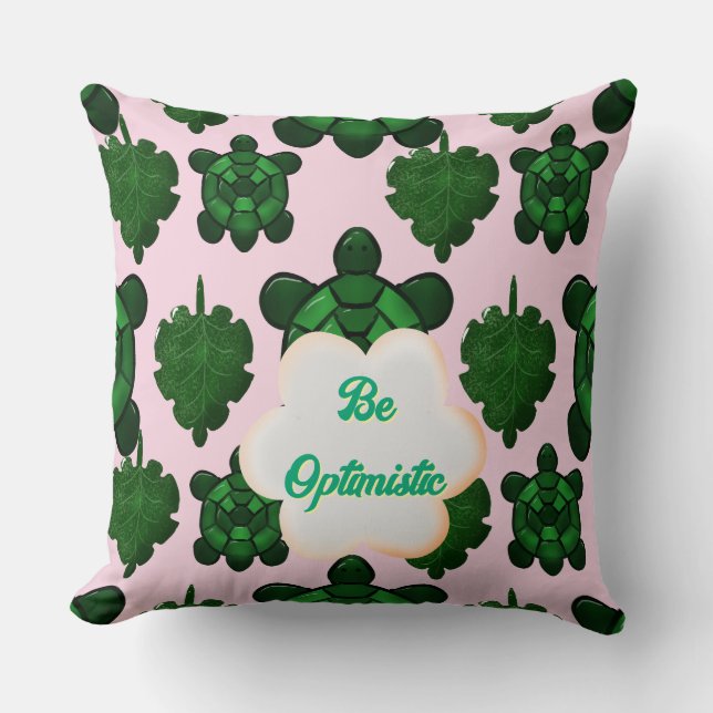 Cute Turtle Leaves Seamless Pattern, Tropical  Throw Pillow (Front)