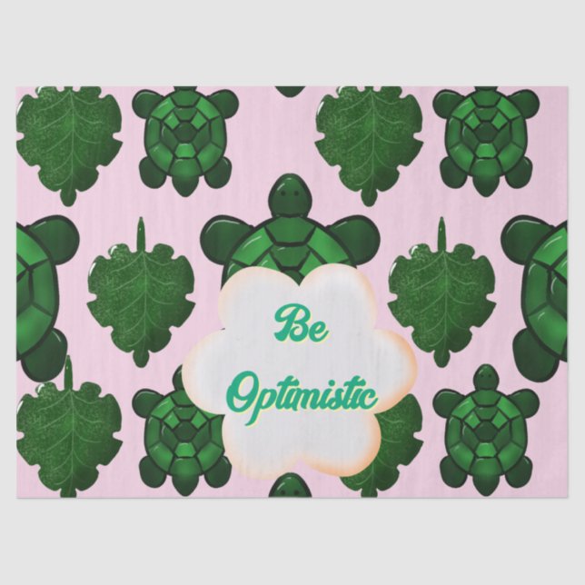 Cute Turtle Leaves Seamless Pattern, Tropical  Tissue Paper (Front)