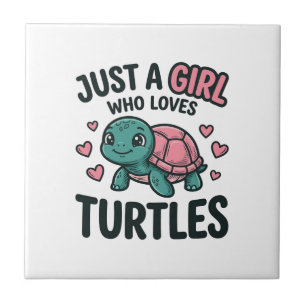 Cute Turtle Lover Girl Vintage Engraving Shirt Des Ceramic Tile