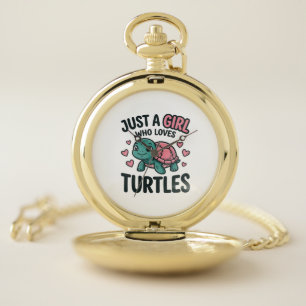 Cute Turtle Lover Girl Vintage Engraving Shirt Des Pocket Watch