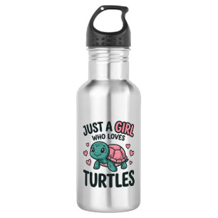 Cute Turtle Lover Girl Vintage Engraving Shirt Des Stainless Steel Water Bottle