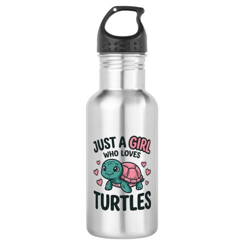 Cute Turtle Lover Girl Vintage Engraving Shirt Des Stainless Steel Water Bottle