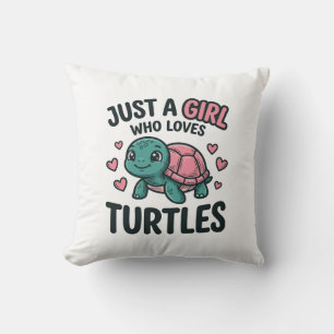 Cute Turtle Lover Girl Vintage Engraving Shirt Des Throw Pillow