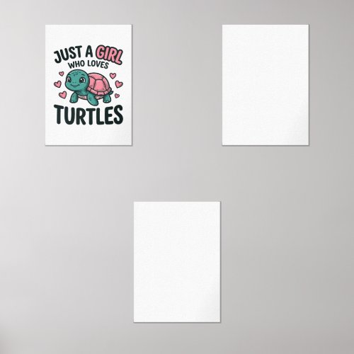 Cute Turtle Lover Girl Vintage Engraving Shirt Des Wall Art Sets