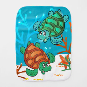 Cute Turtle Ocean Baby Burp Cloth