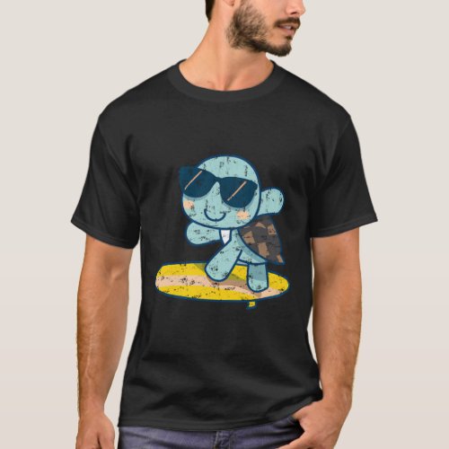 Cute Turtle on Surfboard with Sunglasses T_Shirt