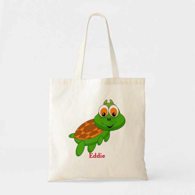 Cute Turtle Personalized Bag Tote for Girl (Front)