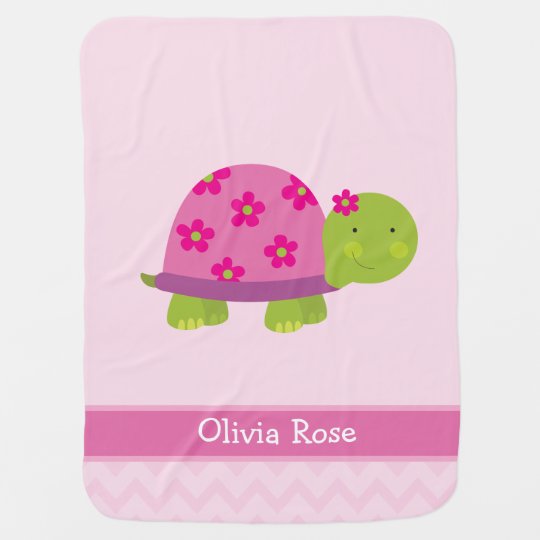 Cute Turtle Personalized Blanked for Girls Receiving Blanket